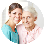 Caregiver with her old patient