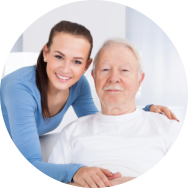 Old man with his caregiver