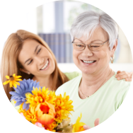 Old woman with her caregiver